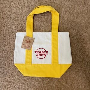 NWT Trader Joe’s Mini Canvas Tote Bag, Yellow
